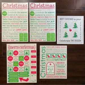 NEW *Lot of 5* SRM STICKERS Merry Christmas Theme Clear Sticker Sentiments